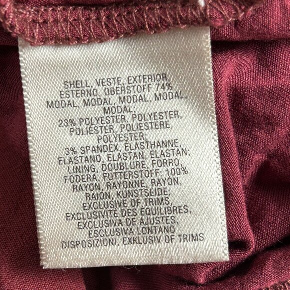 Moulinette Soeurs Womens Burgundy Ruched Midi Dress Medium Short Sleeve Stretch - Picture 4 of 10